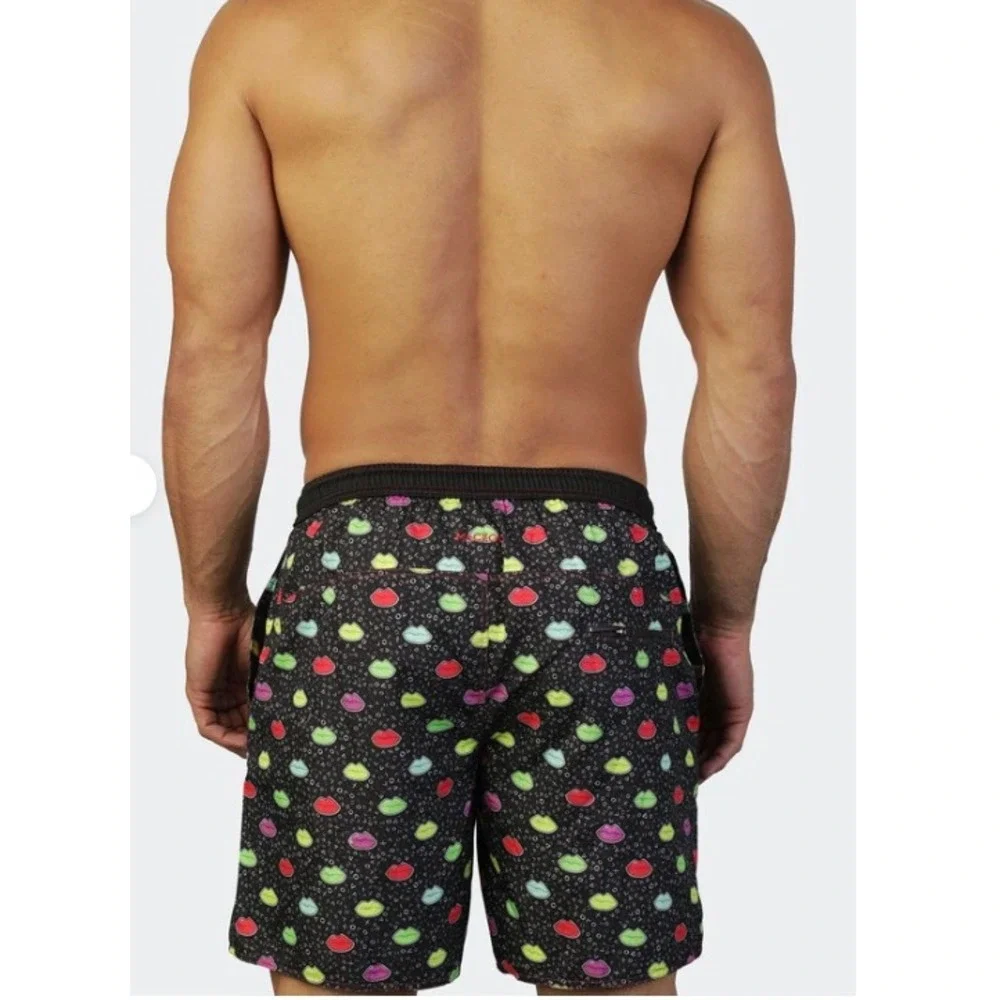 Maceoo Swim Lion Lips XL Black Trunks Board Shorts NWT Beach Surf Holiday Resort